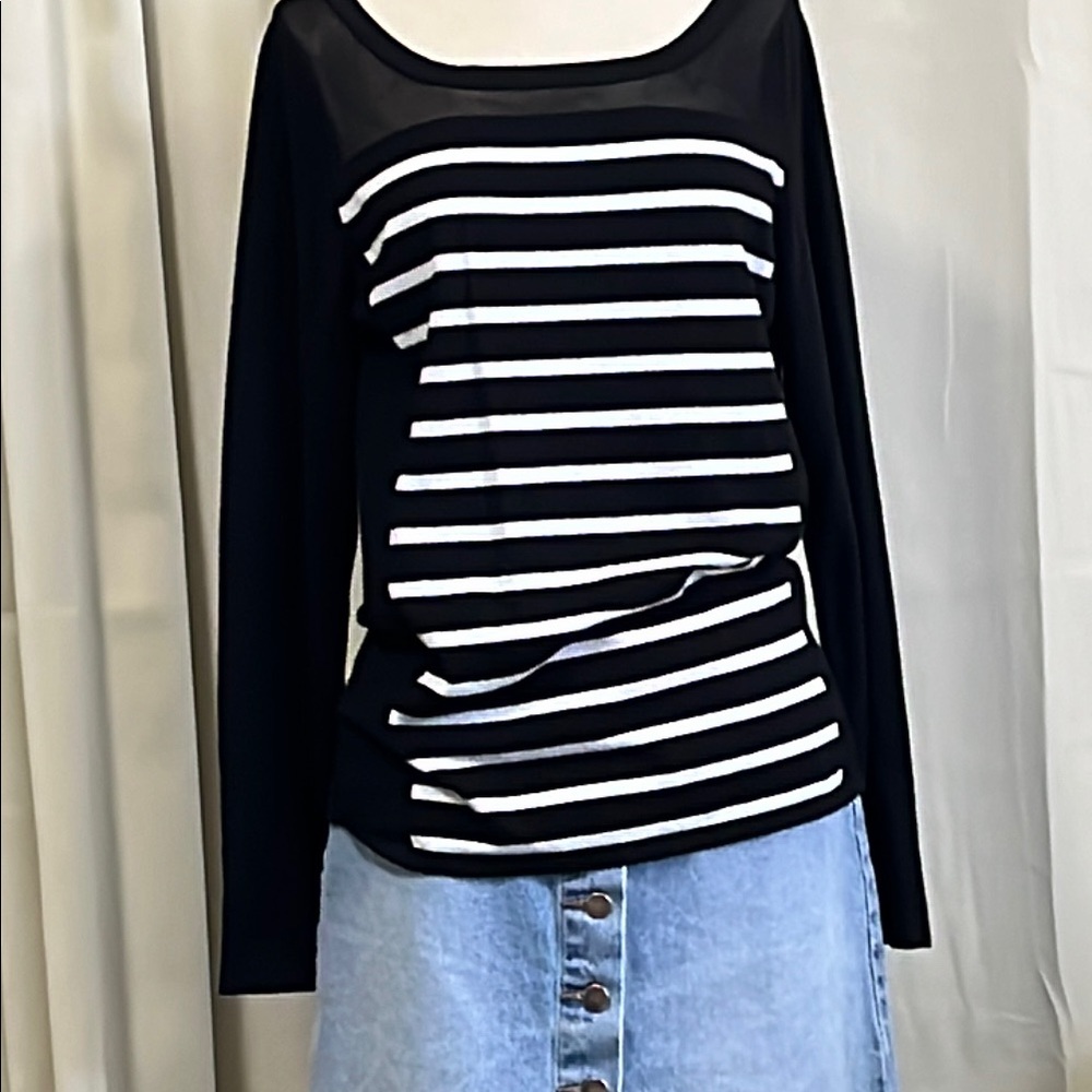 INC international concepts, Black and White Striped Women's knit top